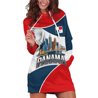 Panama City Skyline Hoodie Dress with National Coat of Arms and Red Blue Flag Theme - Wonder Print Shop