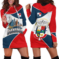 Panama City Skyline Hoodie Dress with National Coat of Arms and Red Blue Flag Theme - Wonder Print Shop