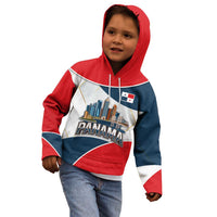 Panama City Skyline Kid Hoodie with National Coat of Arms and Red Blue Flag Theme - Wonder Print Shop