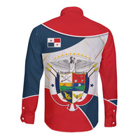 Panama City Skyline Long Sleeve Button Shirt with National Coat of Arms and Red Blue Flag Theme - Wonder Print Shop