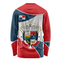 Panama City Skyline Long Sleeve Shirt with National Coat of Arms and Red Blue Flag Theme - Wonder Print Shop