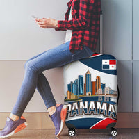 Panama City Skyline Luggage Cover with National Coat of Arms and Red Blue Flag Theme - Wonder Print Shop