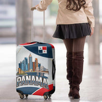 Panama City Skyline Luggage Cover with National Coat of Arms and Red Blue Flag Theme - Wonder Print Shop