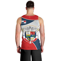 Panama City Skyline Men Tank Top with National Coat of Arms and Red Blue Flag Theme - Wonder Print Shop