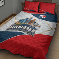Panama City Skyline Quilt Bed Set with National Coat of Arms and Red Blue Flag Theme - Wonder Print Shop
