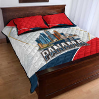 Panama City Skyline Quilt Bed Set with National Coat of Arms and Red Blue Flag Theme - Wonder Print Shop