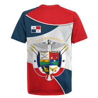 Panama City Skyline Rugby Jersey with National Coat of Arms and Red Blue Flag Theme - Wonder Print Shop