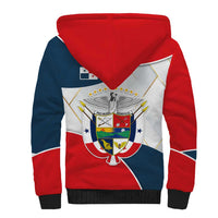 Panama City Skyline Sherpa Hoodie with National Coat of Arms and Red Blue Flag Theme - Wonder Print Shop