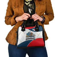 Panama City Skyline Shoulder Handbag with National Coat of Arms and Red Blue Flag Theme - Wonder Print Shop