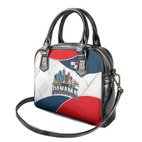 Panama City Skyline Shoulder Handbag with National Coat of Arms and Red Blue Flag Theme - Wonder Print Shop