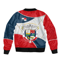 Panama City Skyline Sleeve Zip Bomber Jacket with National Coat of Arms and Red Blue Flag Theme - Wonder Print Shop