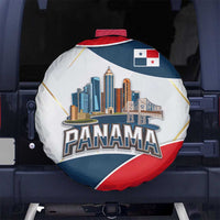 Panama City Skyline Spare Tire Cover with National Coat of Arms and Red Blue Flag Theme - Wonder Print Shop
