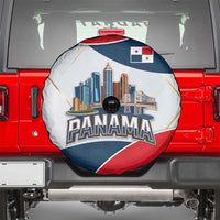 Panama City Skyline Spare Tire Cover with National Coat of Arms and Red Blue Flag Theme - Wonder Print Shop