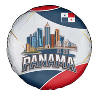 Panama City Skyline Spare Tire Cover with National Coat of Arms and Red Blue Flag Theme - Wonder Print Shop
