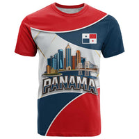 Panama City Skyline T Shirt with National Coat of Arms and Red Blue Flag Theme - Wonder Print Shop