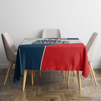 Panama City Skyline Tablecloth with National Coat of Arms and Red Blue Flag Theme - Wonder Print Shop