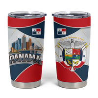 Panama City Skyline Tumbler Cup with National Coat of Arms and Red Blue Flag Theme - Wonder Print Shop