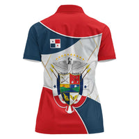 Panama City Skyline Women Polo Shirt with National Coat of Arms and Red Blue Flag Theme - Wonder Print Shop