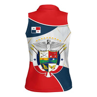 Panama City Skyline Women Sleeveless Polo Shirt with National Coat of Arms and Red Blue Flag Theme - Wonder Print Shop