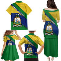 Saint Vincent and the Grenadines Flag Family Matching Puletasi and Hawaiian Shirt Coat of Arms and National Colors - Wonder Print Shop