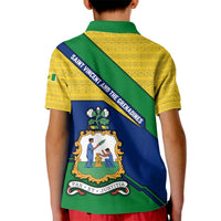 Saint Vincent and the Grenadines Flag Kid Polo Shirt Coat of Arms and National Colors - Wonder Print Shop