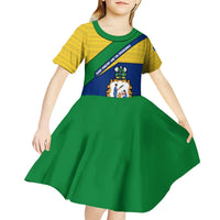 Saint Vincent and the Grenadines Flag Kid Short Sleeve Dress Coat of Arms and National Colors - Wonder Print Shop