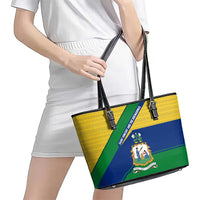 Saint Vincent and the Grenadines Flag Leather Tote Bag Coat of Arms and National Colors - Wonder Print Shop