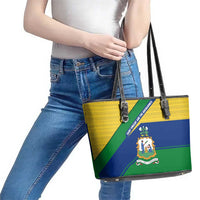 Saint Vincent and the Grenadines Flag Leather Tote Bag Coat of Arms and National Colors - Wonder Print Shop