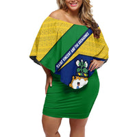 Saint Vincent and the Grenadines Flag Off Shoulder Short Dress Coat of Arms and National Colors - Wonder Print Shop
