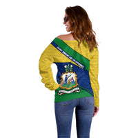 Saint Vincent and the Grenadines Flag Off Shoulder Sweater Coat of Arms and National Colors - Wonder Print Shop