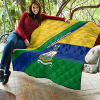 Saint Vincent and the Grenadines Flag Quilt Coat of Arms and National Colors - Wonder Print Shop
