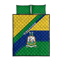 Saint Vincent and the Grenadines Flag Quilt Bed Set Coat of Arms and National Colors - Wonder Print Shop