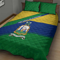 Saint Vincent and the Grenadines Flag Quilt Bed Set Coat of Arms and National Colors - Wonder Print Shop