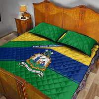 Saint Vincent and the Grenadines Flag Quilt Bed Set Coat of Arms and National Colors - Wonder Print Shop