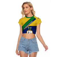 Saint Vincent and the Grenadines Flag Raglan Cropped T Shirt Coat of Arms and National Colors - Wonder Print Shop