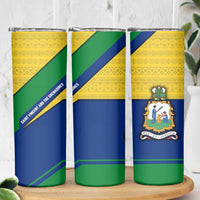 Saint Vincent and the Grenadines Flag Skinny Tumbler Coat of Arms and National Colors - Wonder Print Shop