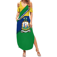 Saint Vincent and the Grenadines Flag Summer Maxi Dress Coat of Arms and National Colors - Wonder Print Shop