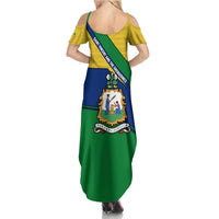 Saint Vincent and the Grenadines Flag Summer Maxi Dress Coat of Arms and National Colors - Wonder Print Shop