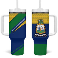 Saint Vincent and the Grenadines Flag Tumbler With Handle Coat of Arms and National Colors - Wonder Print Shop