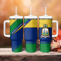 Saint Vincent and the Grenadines Flag Tumbler With Handle Coat of Arms and National Colors - Wonder Print Shop