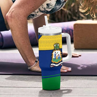 Saint Vincent and the Grenadines Flag Tumbler With Handle Coat of Arms and National Colors - Wonder Print Shop