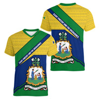 Saint Vincent and the Grenadines Flag Women V-Neck T-Shirt Coat of Arms and National Colors - Wonder Print Shop