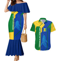 Saint Vincent and the Grenadines Flag Wave Map Couples Matching Mermaid Dress and Hawaiian Shirt Caribbean Island Pride Pullover - Wonder Print Shop
