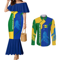 Saint Vincent and the Grenadines Flag Wave Map Couples Matching Mermaid Dress and Long Sleeve Button Shirt Caribbean Island Pride Pullover - Wonder Print Shop