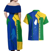 Saint Vincent and the Grenadines Flag Wave Map Couples Matching Off Shoulder Maxi Dress and Hawaiian Shirt Caribbean Island Pride Pullover - Wonder Print Shop