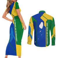 Saint Vincent and the Grenadines Flag Wave Map Couples Matching Short Sleeve Bodycon Dress and Long Sleeve Button Shirt Caribbean Island Pride Pullover - Wonder Print Shop