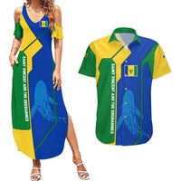 Saint Vincent and the Grenadines Flag Wave Map Couples Matching Summer Maxi Dress and Hawaiian Shirt Caribbean Island Pride Pullover - Wonder Print Shop
