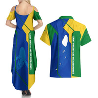 Saint Vincent and the Grenadines Flag Wave Map Couples Matching Summer Maxi Dress and Hawaiian Shirt Caribbean Island Pride Pullover - Wonder Print Shop