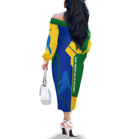 Saint Vincent and the Grenadines Flag Wave Map Family Matching Off The Shoulder Long Sleeve Dress and Hawaiian Shirt Caribbean Island Pride Pullover - Wonder Print Shop