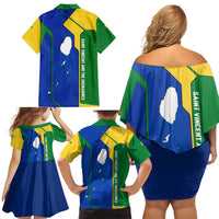 Saint Vincent and the Grenadines Flag Wave Map Family Matching Off Shoulder Short Dress and Hawaiian Shirt Caribbean Island Pride Pullover - Wonder Print Shop